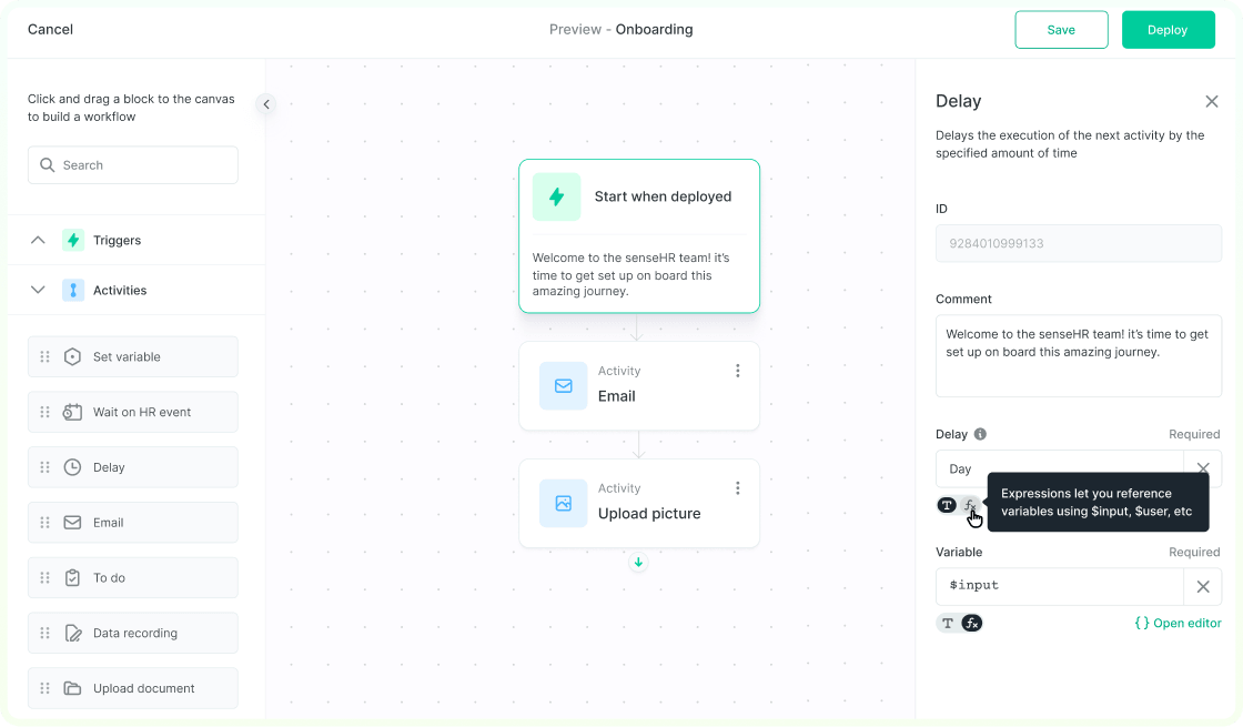 Workflow builder canvas