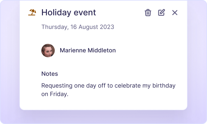 Holidays and events