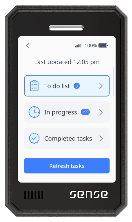 The Sense Badge showing the to do list, tasks in progress and completed tasks