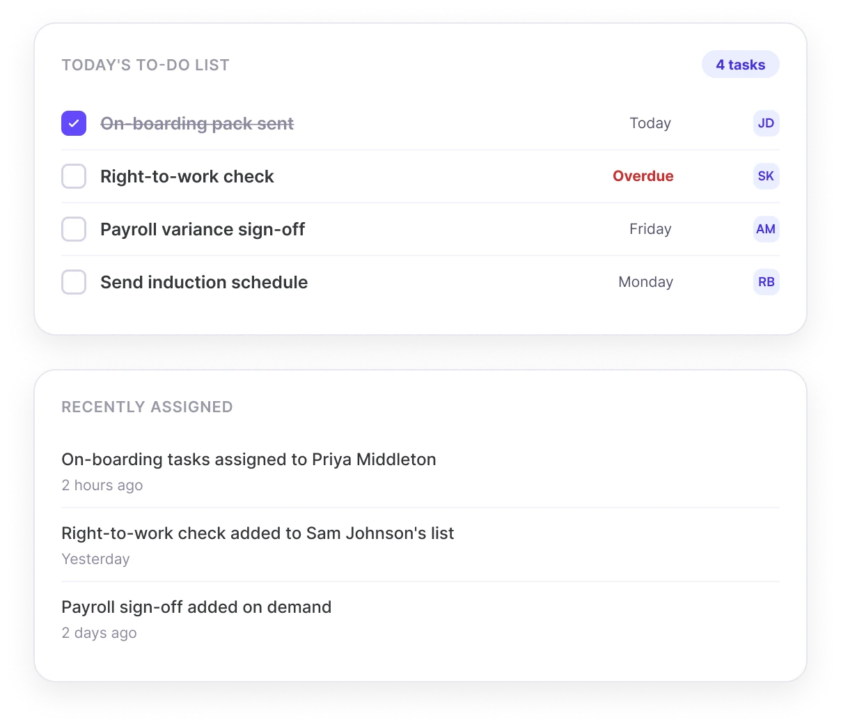 Tasker assigning tasks to the right people's to-do lists