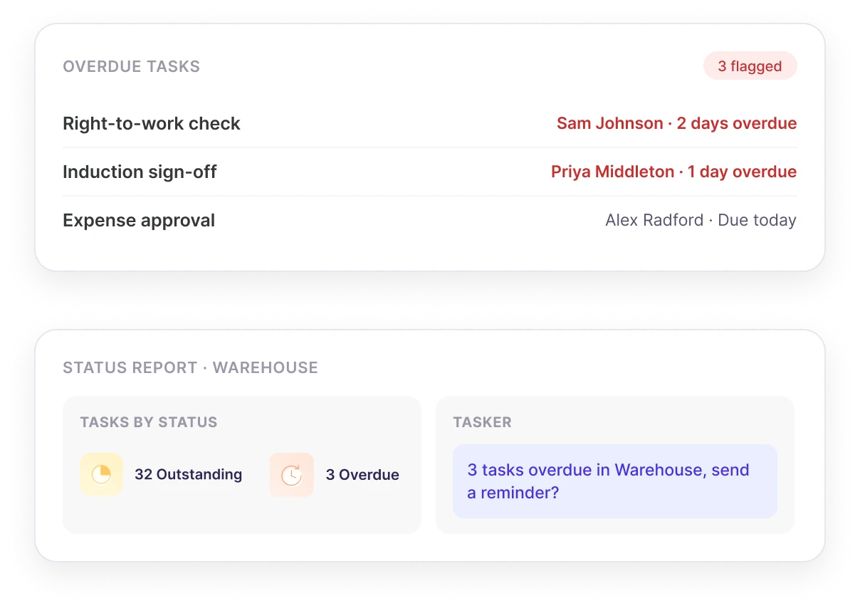 Tasker sending automatic chasers and status reports
