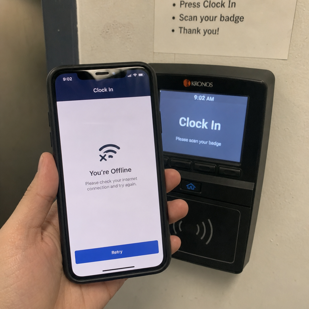 Phone showing “offline” while attempting to clock in