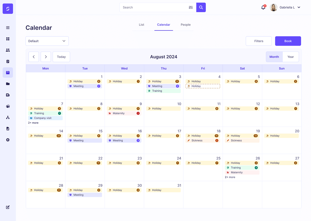 company planner screen of hr software uk sme